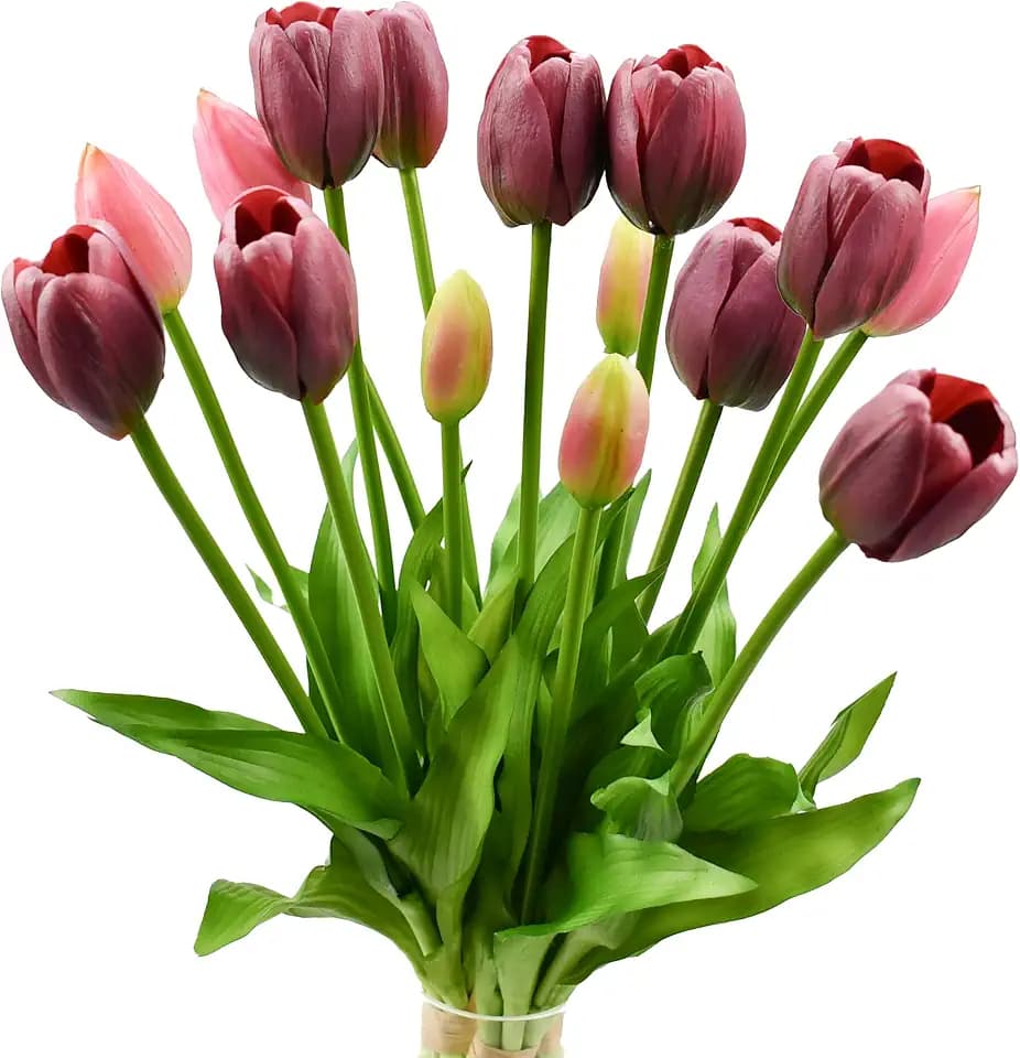 Mandy's 15pcs Artificial Purple Tulips