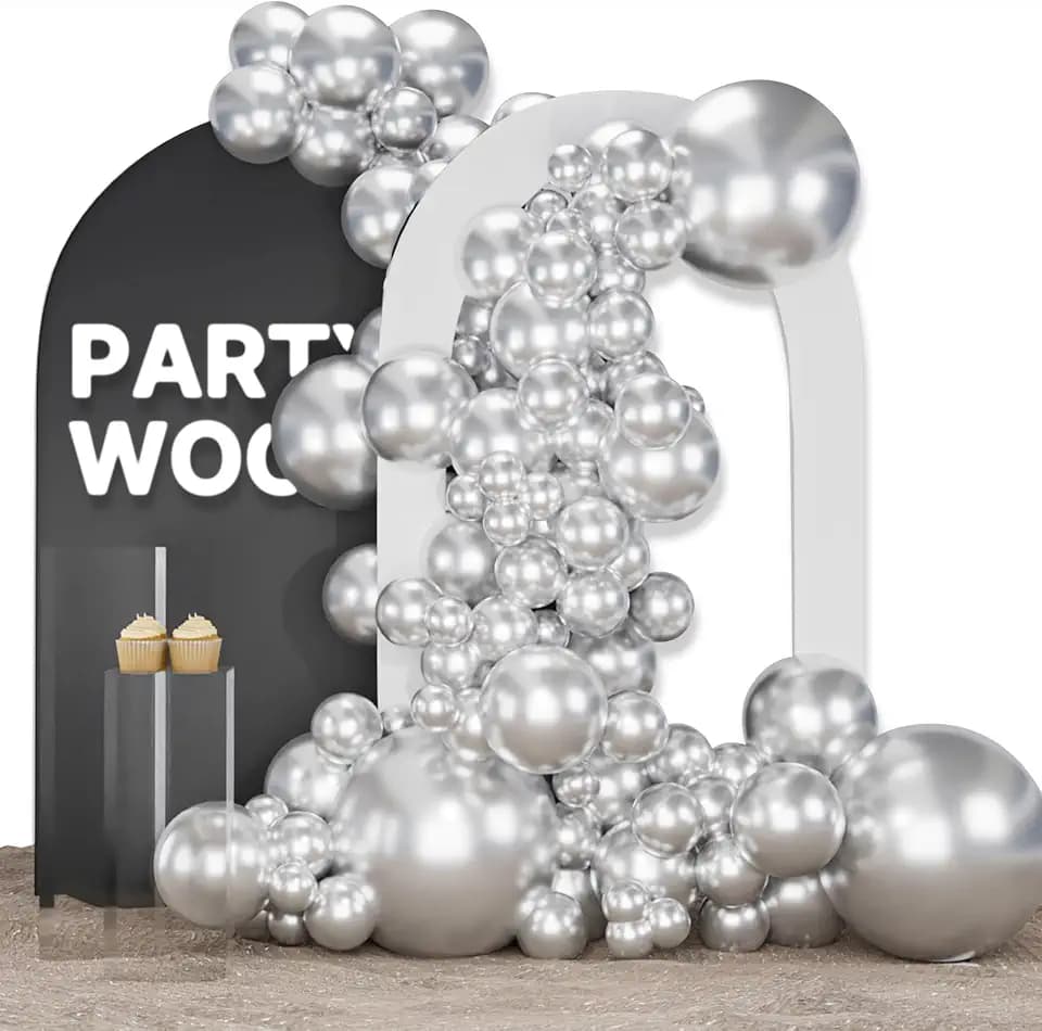 PartyWoo Silver Balloons 100pcs Different Sizes of 18 12 10 5 Inch