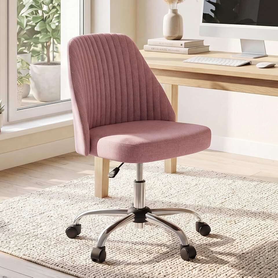 DUMOS Comfy Office Desk Chair, Armless Computer Vanity Chair