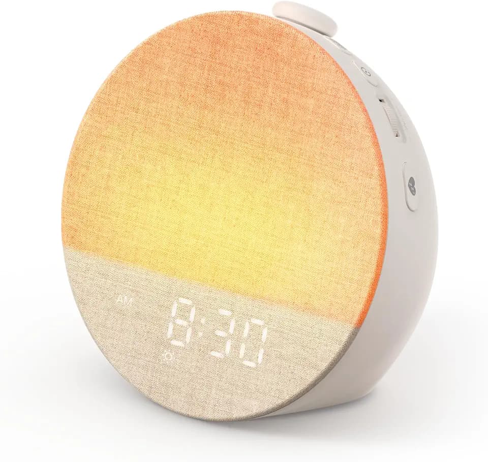 Dreamegg Tageslichtwecker, Lichtwecker mit 29 Beruhigende Klänge, RGB-Nachtlicht mit 10 Lichtfarben, Wake Up Light, 20 Helligkeitsstufen & 5 Stufen Display, Favoriten-Modus, Snooze, für Schlafzimmer