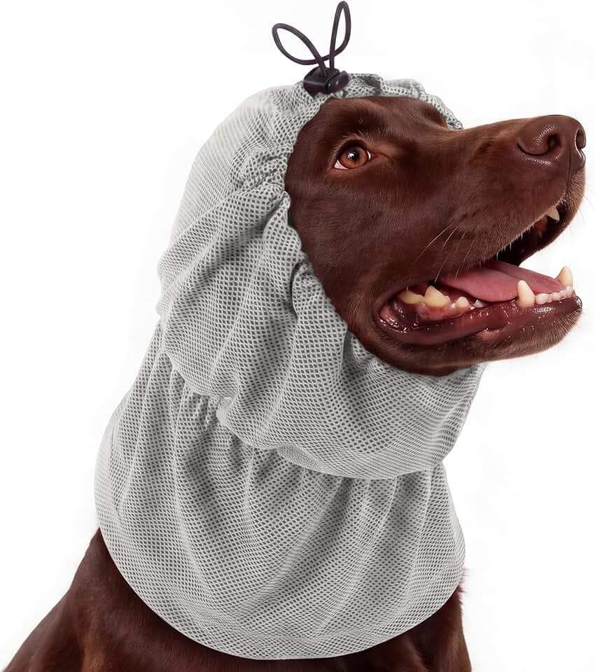 BRKURLEG Dog Cooling Head & Neck Wrap Ear Protection, Grey M