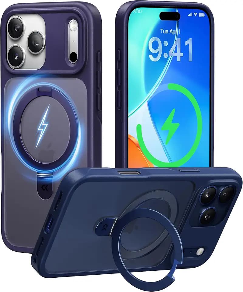 CASEKOO Durable Magnetic Stand for iPhone 17 Pro Case, Purple