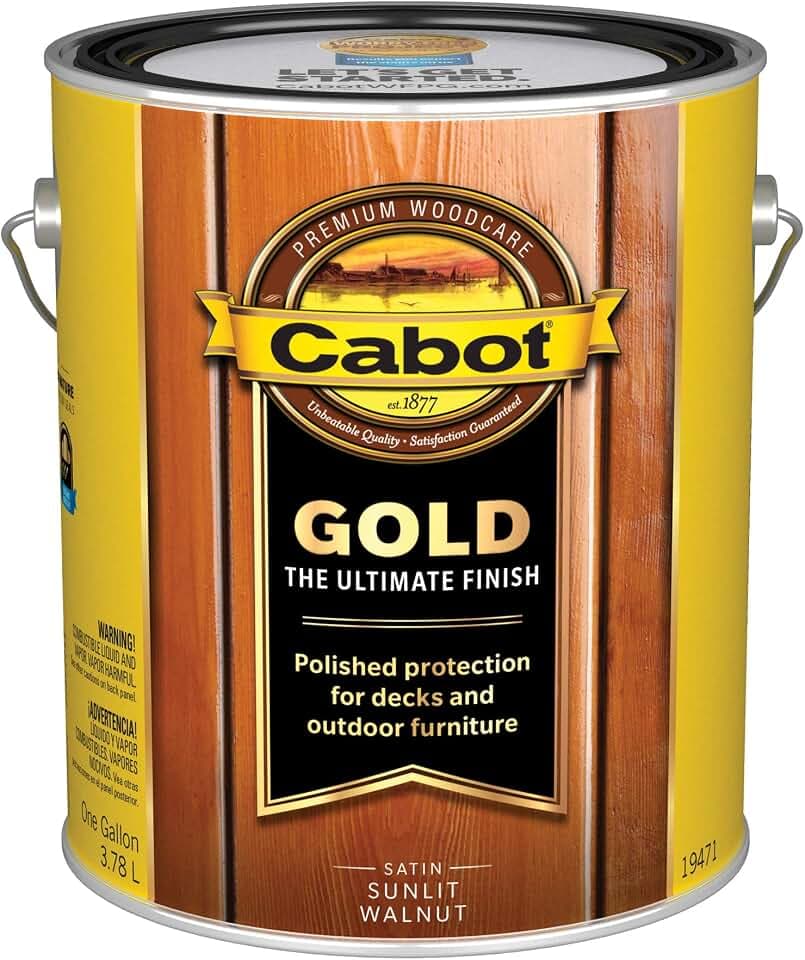 Cabot 140.0019471.007 Gold Finish Stain, Gallon, Low Voc Sunlit Walnut