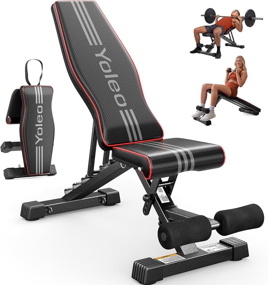 YOLEO Adjustable Weight Bench, ASTM-Certified 827LBS