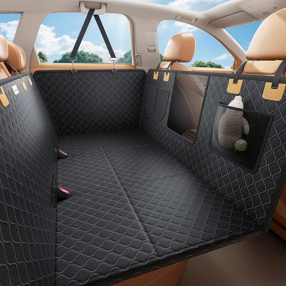 Lamicall Dog Car Seat Cover for Back Seat with Hard Bottom for Car & SUV L