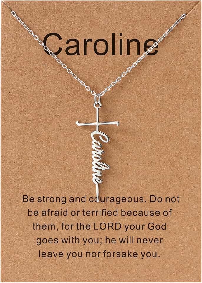 Lcherry Personalized Cross Name Necklace for Women, Custom Nameplate Cross Necklace Customized Valentine's Day Jewelry Birthday Gift for Women