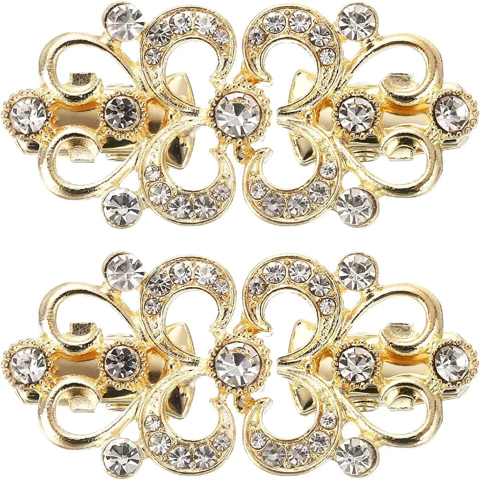 uxcell 2pcs Vintage Sweater Clips, Cape Cloak Clasp Retro Cardigan Clips Shawl Collar Clasp Brooch Clip for Women(Gold)