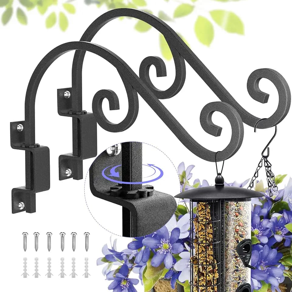Swivel Plant Hangers Outdoor: 2 Pack 16 Inch Hanging Plant Bracket, Black