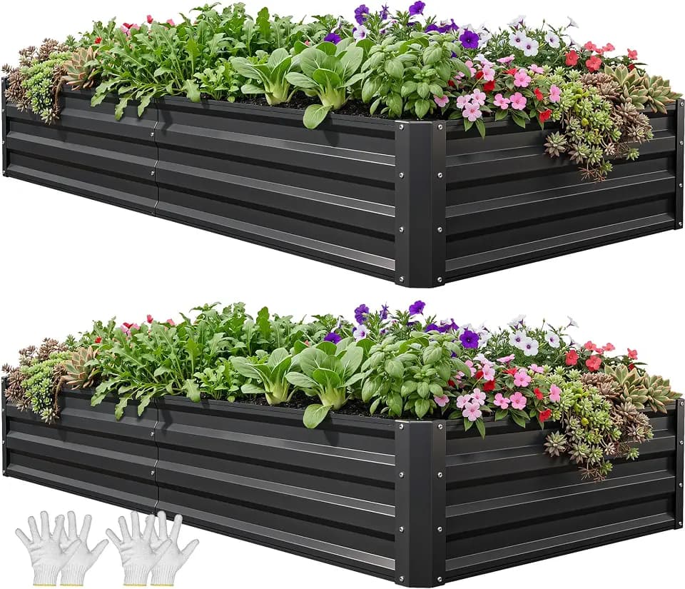 YITAHOME 6x3x1ft 2pcs Large Raised Garden Bed Kit, Black