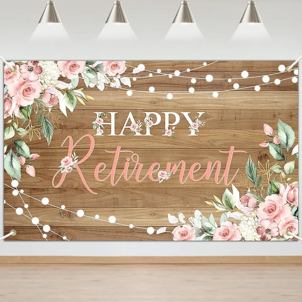 Mocsicka Floral Retirement Party Decorations Banner for Women 6x3.6ft