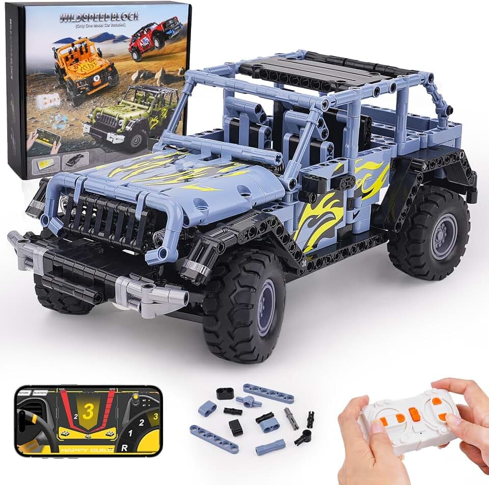 VERTOY STEM Remote Control Building Toys for Kids Ages 8-12 - RC Blue Off-Road Racing Car Kit, Educational Birthday Gift for Boys Girls 8 9 10 11 12 Year Old(715 Pcs)