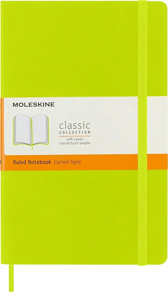 Moleskine Classic Notebook, Soft Cover, Large (5" x 8.25") Ruled/Lined, Lemon Green, 192 Pages