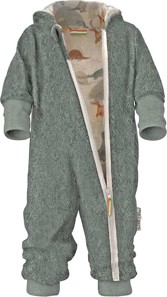 Fuchs & Kiwi Walkoverall Baby Jungen – Natur Schurwolle & Jersey Futter – Öko-Tex, Hautfreundlich – Handmade in Berlin – Wollwalk Overall Baby & Kleinkind – Winter & Herbst
