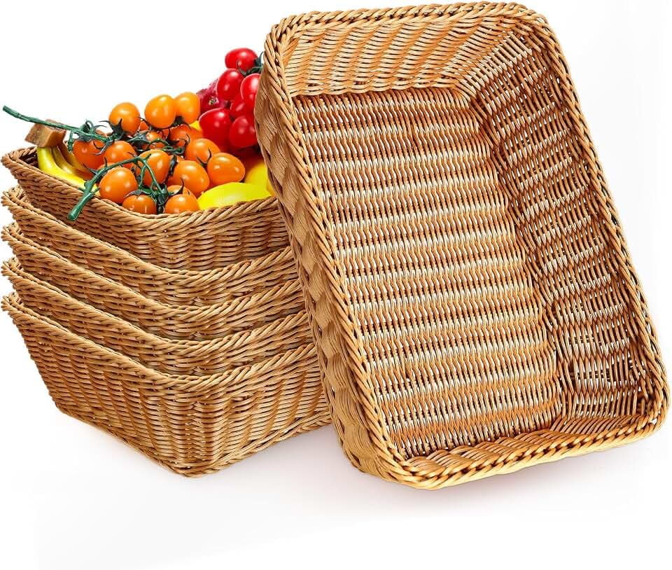 Eccliy 6 Pack Wicker Bread Baskets Woven Serving Basket, 19 Inch
