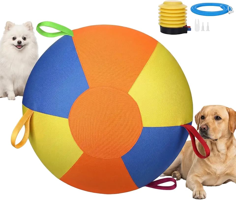 10/18/22" Herding Ball for Dogs & Horses, Dog Traing Balls, Durable Exercise Ball for Large Pets Outdoor Play with Heavy-Duty Handle Cover & Pump (Large, 22inch)
