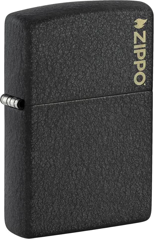 Zippo Classic Black Crackle Logo Pocket Lighter