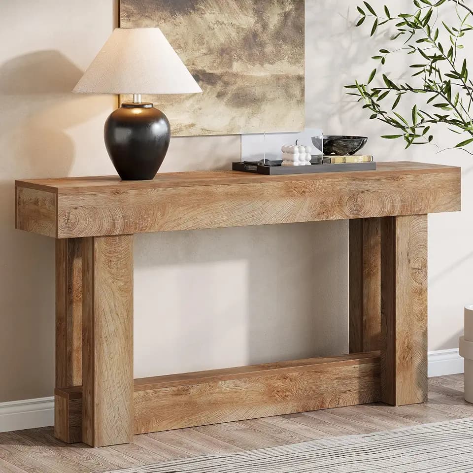 Tribesigns 160cm Extra Langer Konsolentisch,rechteckiger Flurtisch Sofatisch aus Holz hinter der Couch,Sofatisch mit Stauraum für Flur, Wohnzimmer, Helles Eichenbraun