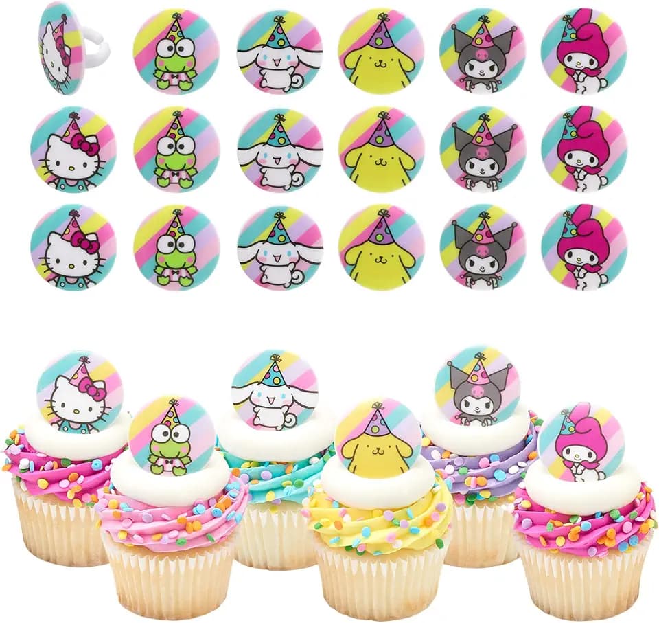 Hello Kitty® & Friends Cupcake Decoration Toppers 24 Pack Party Cake Rings