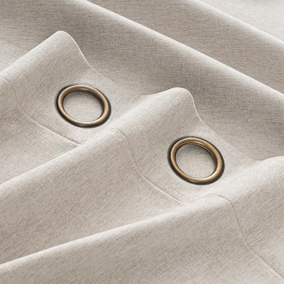 Chenille 100% Blackout Curtains 102 Inches Long for Bedroom, Light Beige