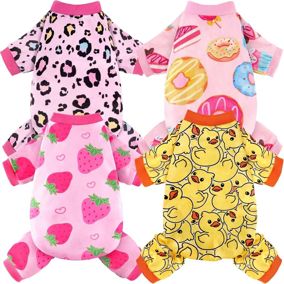 4 Pack Dog Pajamas Soft Lightweight Dog Recovery Suit Onesie Clothes for Small Medium Female Pet Boys Girls Dogs
