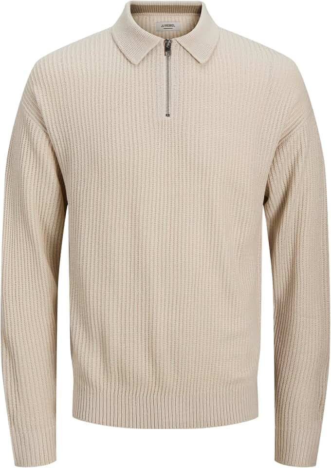 JJ REBEL Herren Jreblogan Knit Zip Polo Ls Jreblogan Knit Zip Polo Ls (1er Pack)