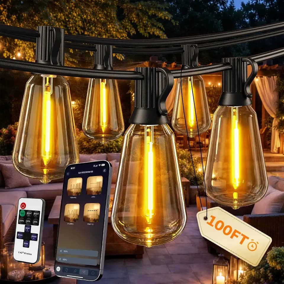 Outdoor String Lights, 100 FT Patio Lights for Outside