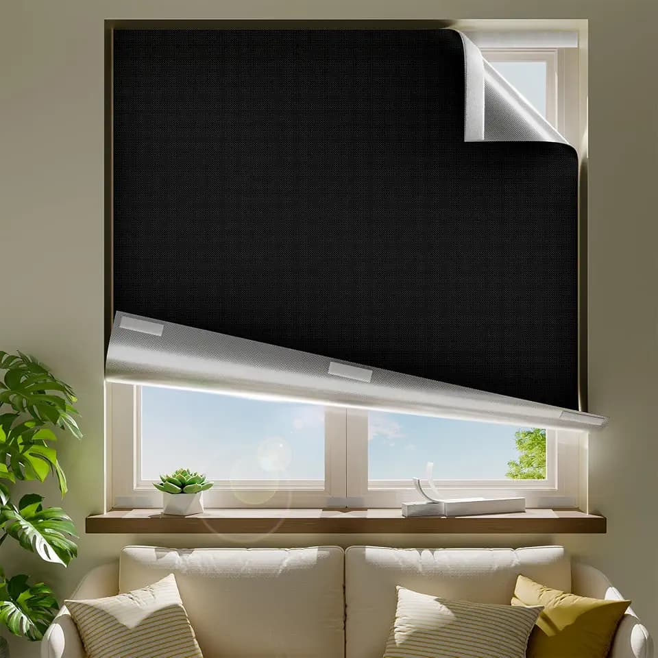 100% Blackout Curtains for Bedroom,Portable Blackout Shades 55"W x 40"L