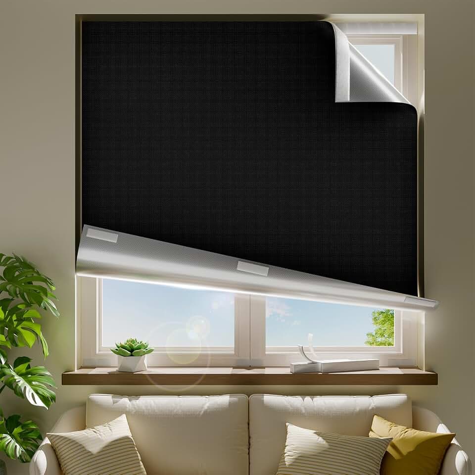 100% Blackout Curtains for Bedroom,Portable Blackout Shades 26"W x 48"L