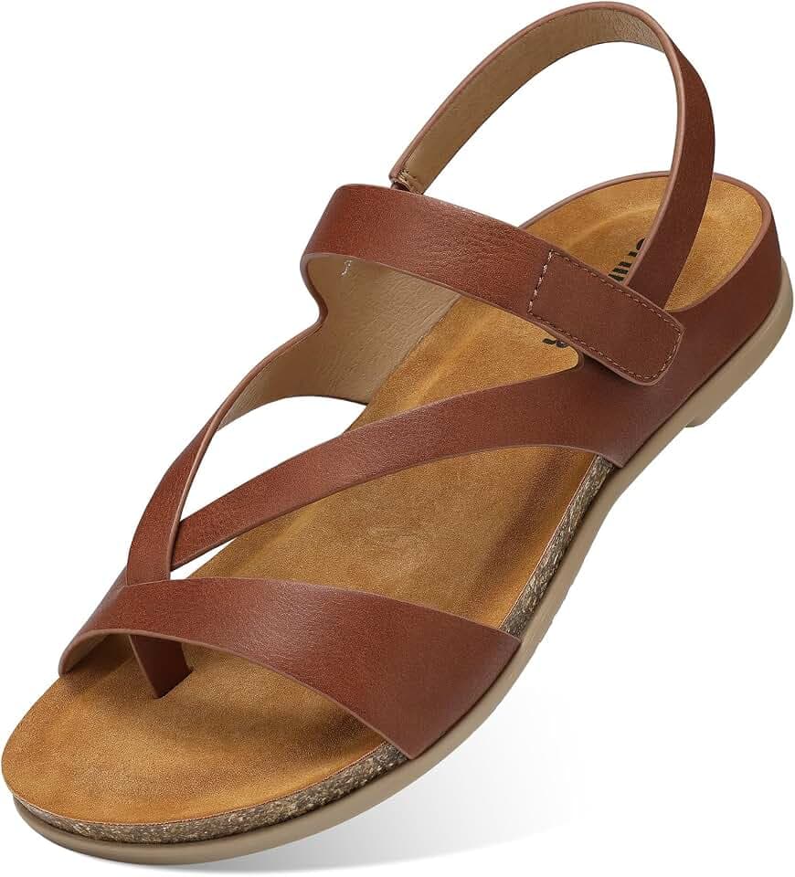 SHIBEVER Flat Sandals Women Dressy: Thong Straps Arch Support Summer Shoes