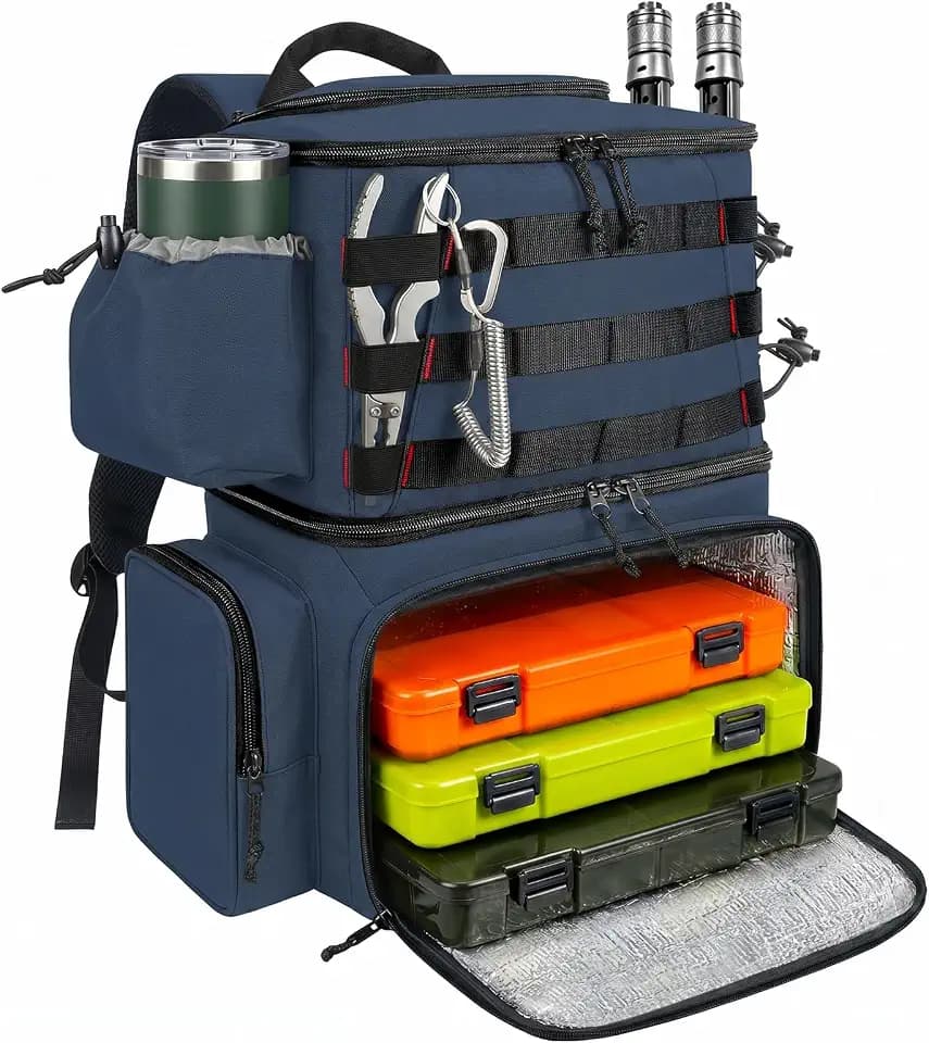 MATEIN Fishing Backpack, Tackle Storage Bag with Rod Holders & Cooler