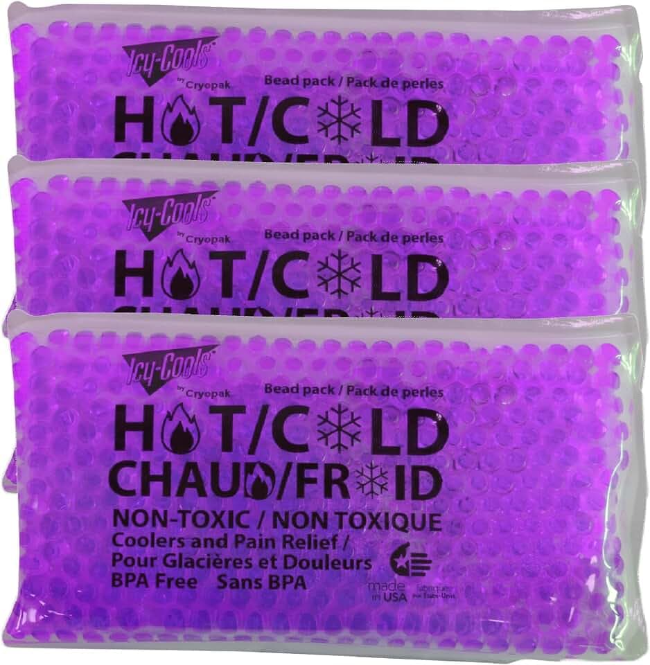 ICY-COOLS Multi-Use Reusable Gel Bead Ice Packs (3 Pack), Long-Lasting Cooling for Lunch Boxes, Coolers and Meal Prep, Purple