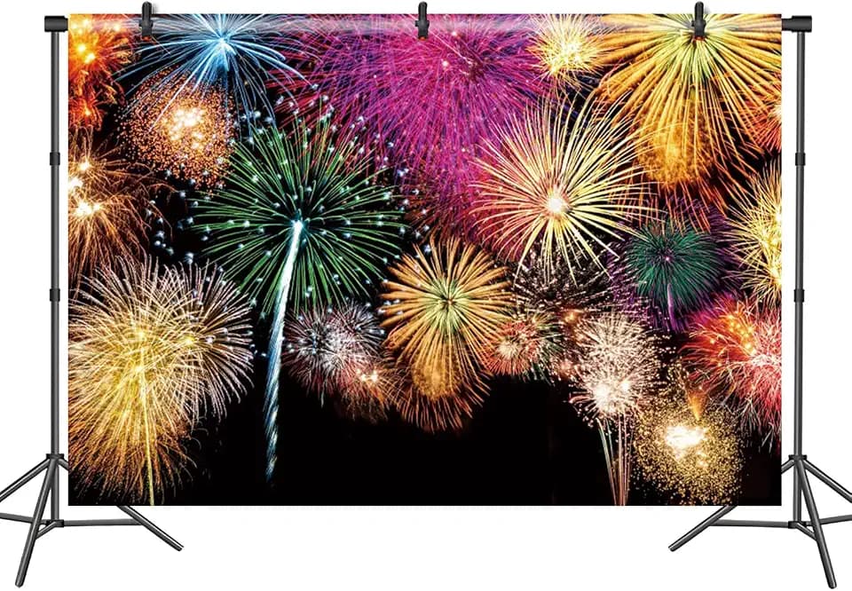 10x6.5ft Happy New Year Backdrop Sparklers Fireworks Year 2027 Party Decorations Photography Backdrop Grad Graduation Christmas New Year Festival Holiday Celebration Family Backdrop Photo Prop