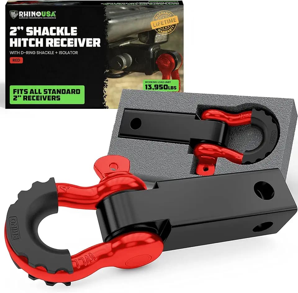 Rhino USA Shackle Hitch Receiver - Fits 2in Receivers for Vehicle Recovery