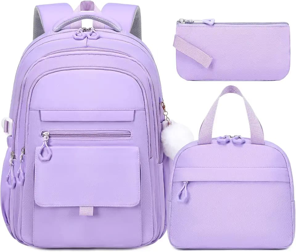 GeeWin Backpacks for Girls, Girls Backpack with Lunch Box & Pencil Case Set