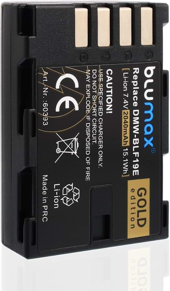 Blumax ersetzt DMW-BLF19 / DMW-BLF19E Akku 2040mAh 7,4V 15,1Wh kompatibel mit Panasonic Lumix Kamera DC-GH5 DMC-GH3 DC-GH55 DC-G9 / DMC-GH4 Ersatzakku