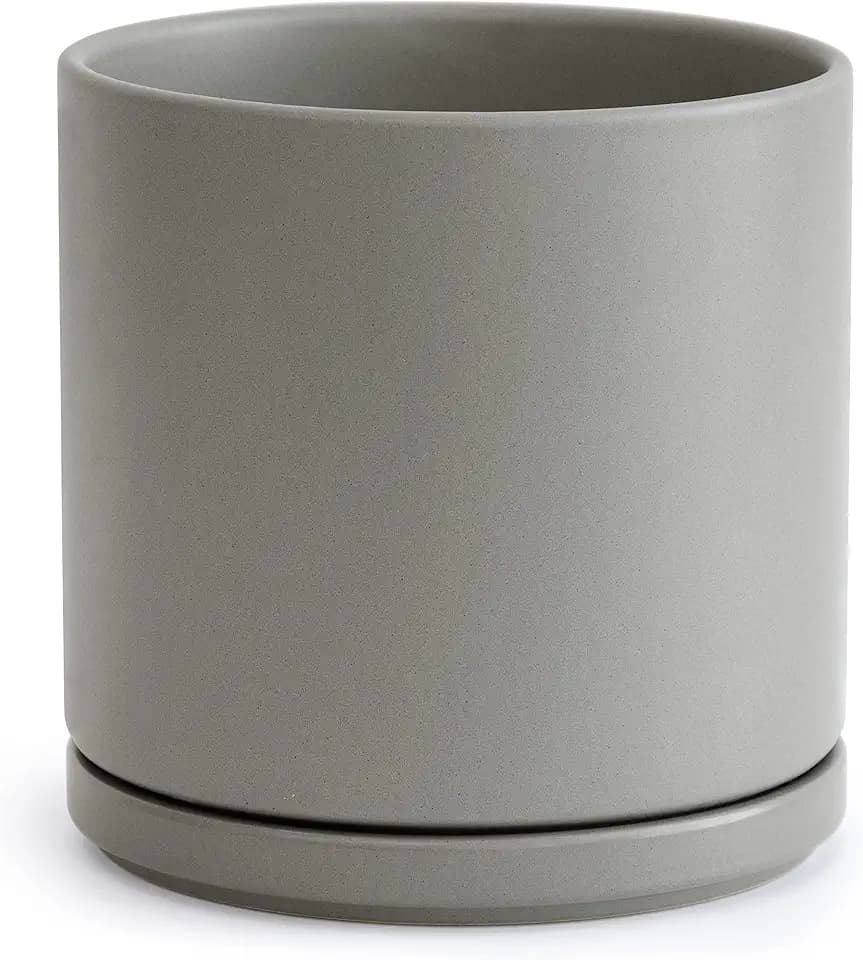 D'vine Dev 10 Inch Ceramic Planter Pot, Grey, 94-O-E-3