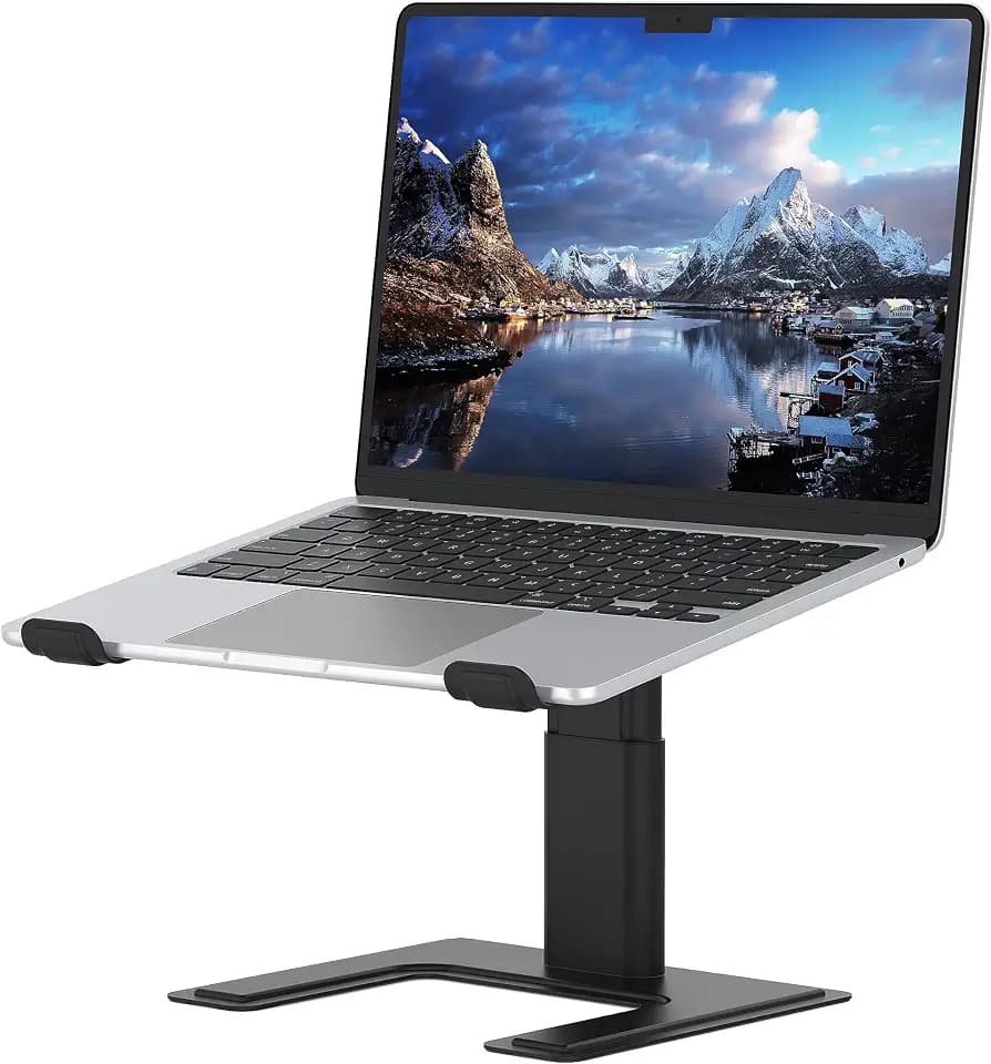 ALASHI Laptop-Ständer für Schreibtisch, Computerständer, höhenverstellbar, ergonomischer Notebook-Laptop-Erhöhung, Aluminium-Metallhalterung, kompatibel mit 10 bis 15,6 Zoll Notebook, schwarz