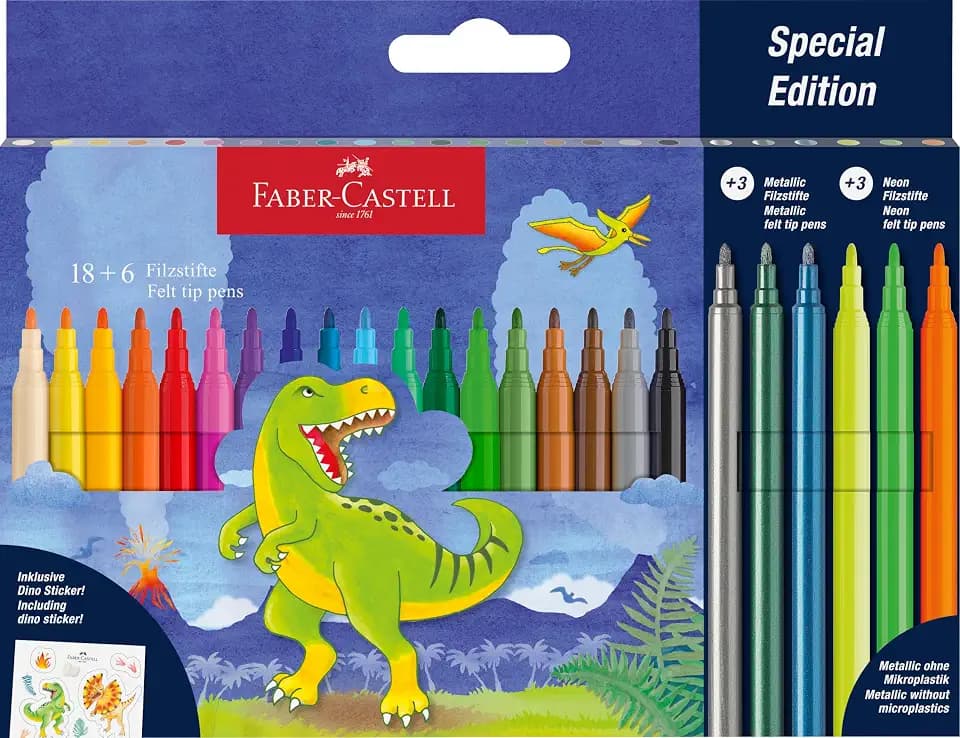 Faber-Castell - Filzstifte Set Dino, 24 Farben