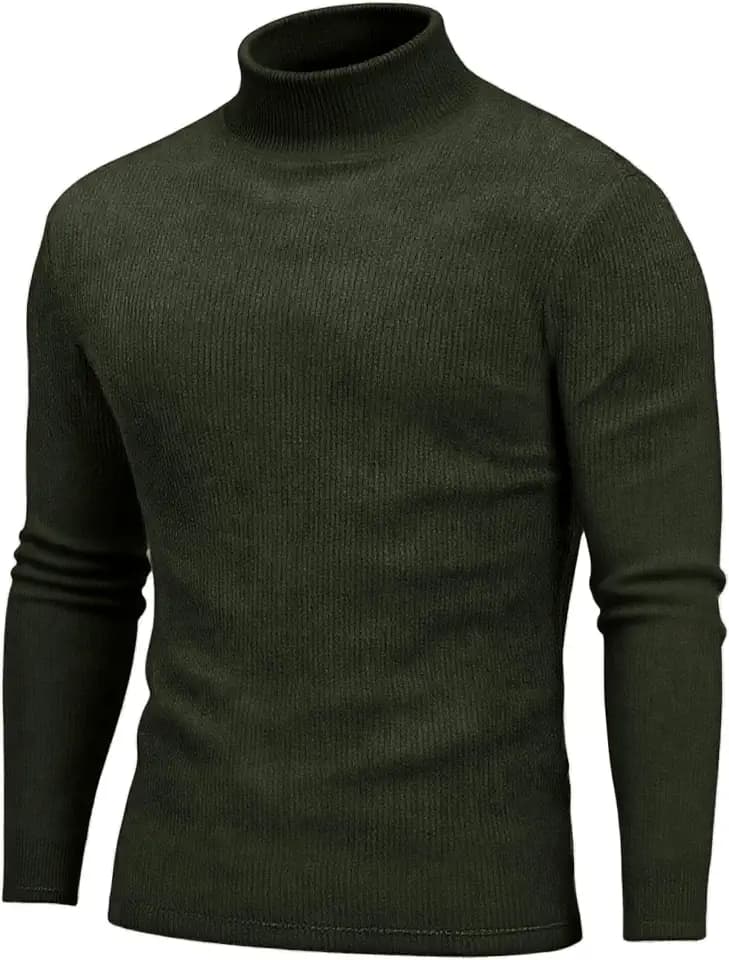 COOFANDY Men's Turtleneck Sweater Long Sleeve Casual Ribbed Knitted High Neck Pullover Sweaters