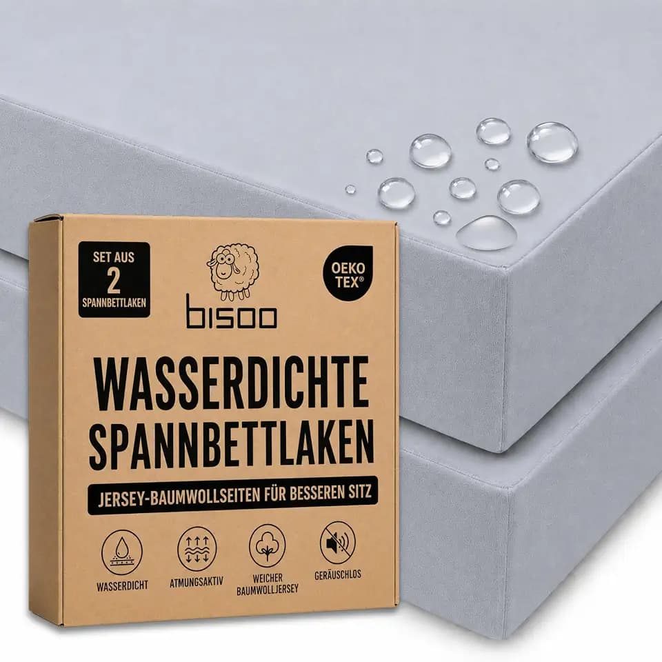 Bisoo Zauberlaken Spannbettlaken Wasserdicht 35x75 2 Grau für Kinderwagen