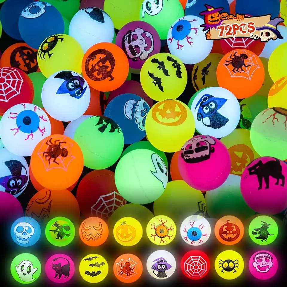 Tiaxidex 72PCS Halloween Party Favors, Bouncy Balls, Glow In The Dark Toys