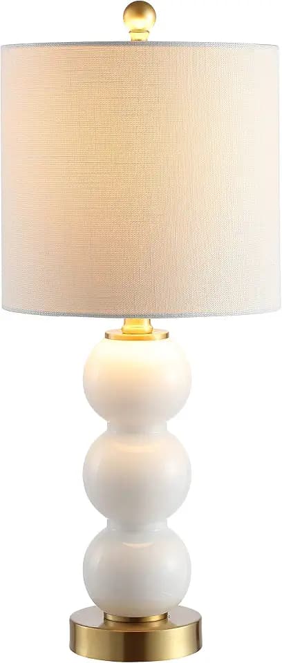 JONATHAN Y February 21" Stacked Sphere Table Lamp, White/Brass Gold