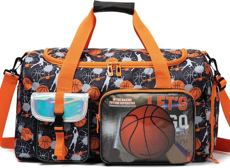 Kids Duffle Bag Boys Overnight Bag for Kids Weekender Travel Bags for Boys Sports Gym Basketball Tennis Bags with Shoe Compartment