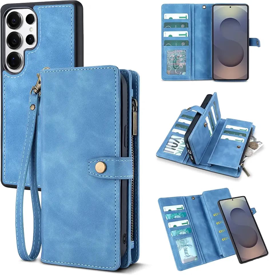 TwoHead for Samsung Galaxy S25 Ultra Wallet Case,11 Card Holders,Sky Blue