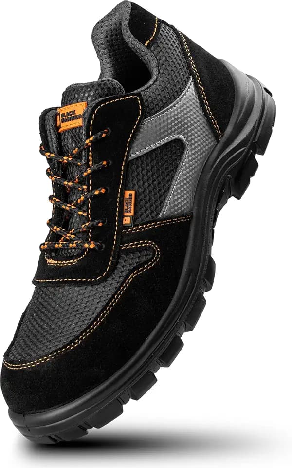 BLACK HAMMER Sicherheitsschuhe Herren Verbundstoff Kappe Und Kevlar Zwischensohle Atmungsaktiv Leicht Arbeitsschuhe Metallfrei Knöchelhoch Reflektierende Wanderschuhe S1P SRC 1997