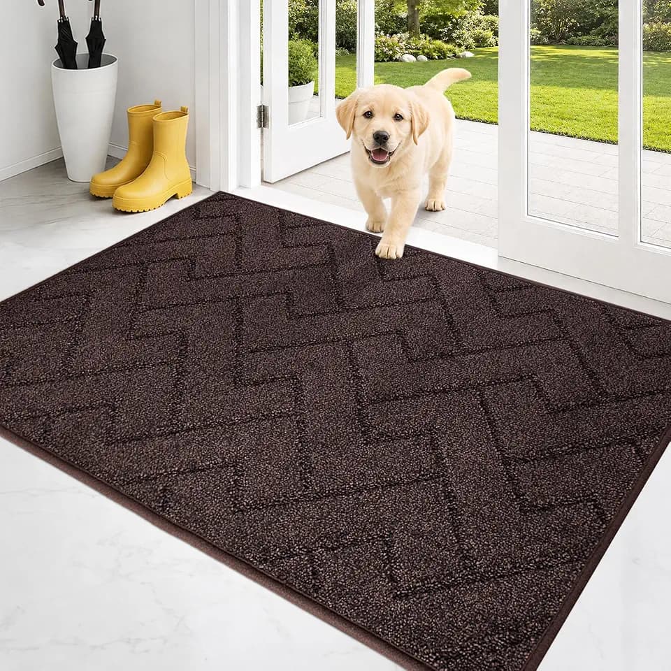 PURRUGS Dirt Trapping Door Mat Indoor Entrance, 32" x 47", Brown