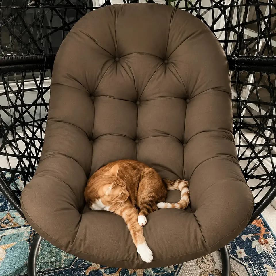 DANGHOOGY Egg Chair Cushion, Outdoor Egg Replacement Cushions Brown