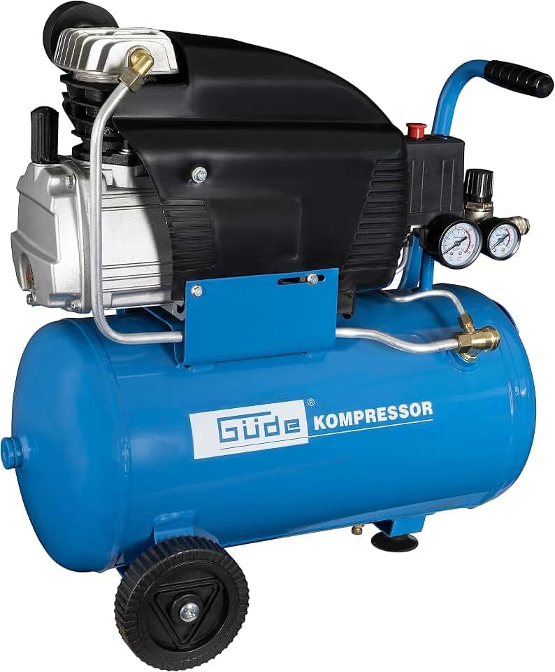 Güde Kompressor 231/10/24 12-tlg. (1500 W, 24 l Kessel, ölgeschmiert, max. 10 bar, eff. Liefermenge 140 l/min, Druckschalter, Druckminderer, 2 Manometer, Sicherheitsventil, inkl. 11-tlg. Zubehörset)