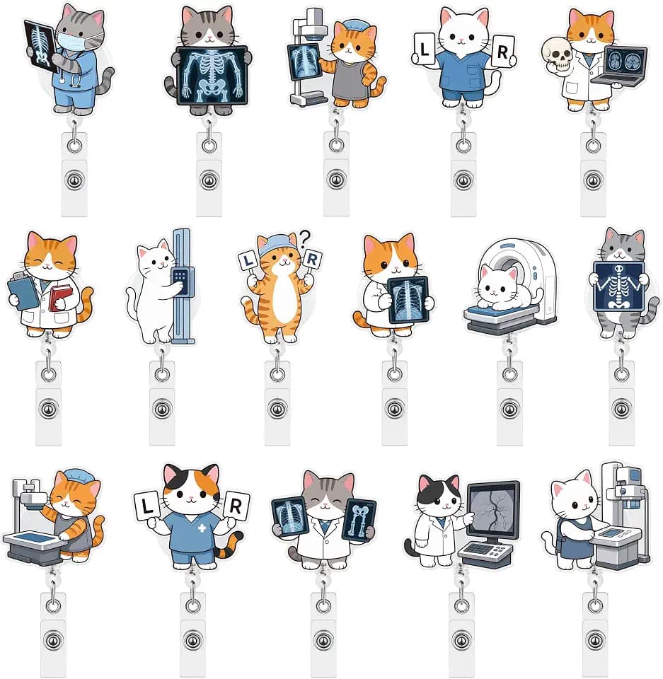 Eartim Radiology X-Ray Funny Skeleton Cat Badge Reels Name Tag Holders