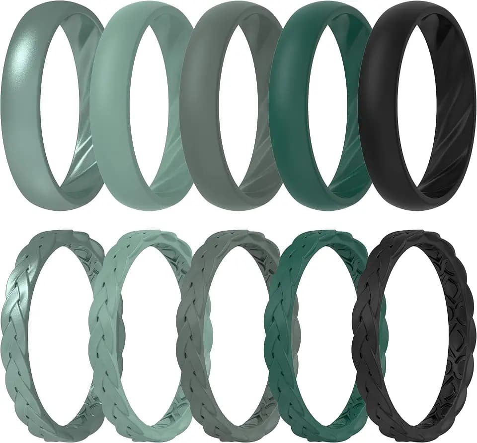 ThunderFit Silicone Rings for Her - Mix Women's Silicone Wedding Rings